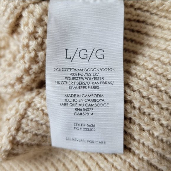 Cabi Cropped Cable Knit Pullover Sweater Vneck Neutral L - Picture 9 of 12